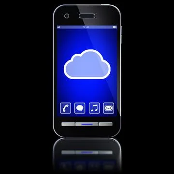 High resolution rendering of a smartphone with a cloud icon Stock Illustration