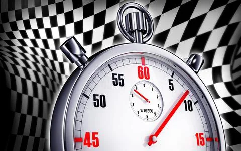 High resolution rendering of a stop watch with a race background Stock Illustration