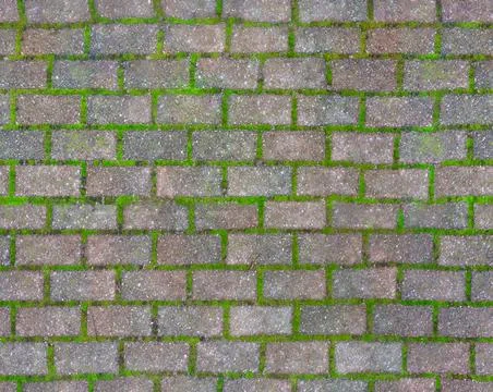 High resolution repeating texture of bricks with moss Stock Photos