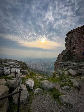 High Resolution Sharp Details of Pergamon Acropolis Built by Attalid Dynast.. Foto stock