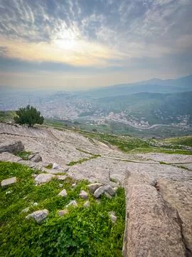 High Resolution Sharp Details of Pergamon Acropolis Built by Attalid Dynast.. Foto stock
