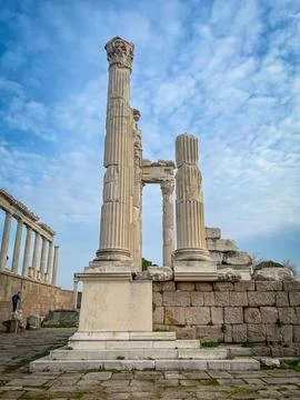 High Resolution Sharp Details of Temples of Trajan Dionysus Athena built by.. Stock Photos