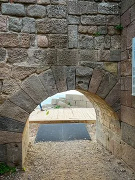 High Resolution Sharp Details of Trajaneum Arch Corridor built by Emperor T.. Foto stock
