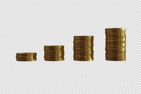 High Resolution Stack of Gold Coins  - Money Savings Stock Illustration