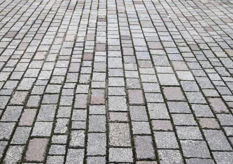 A high resolution texture of cobblestone historical roads with square and rec Stock Photos