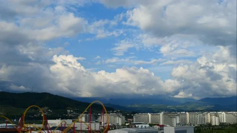 High resolution time-lapse of cloudscape movement over mountains in Sochi Stock Footage 132132866