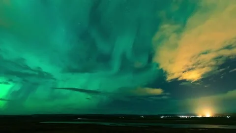 High resolution time lapse footage of a very strong northern lights also known Stock Footage 141818739