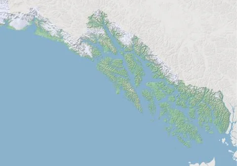 High resolution topographic map of Alaska panhandle Stock Illustration