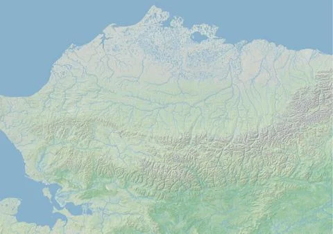 High resolution topographic map of Alaska North Slope Stock Illustration