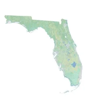 High resolution topographic map of Florida Stock Illustration