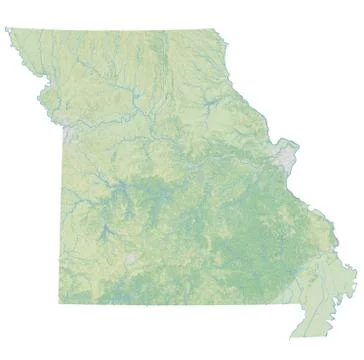 High resolution topographic map of Missouri Stock Illustration