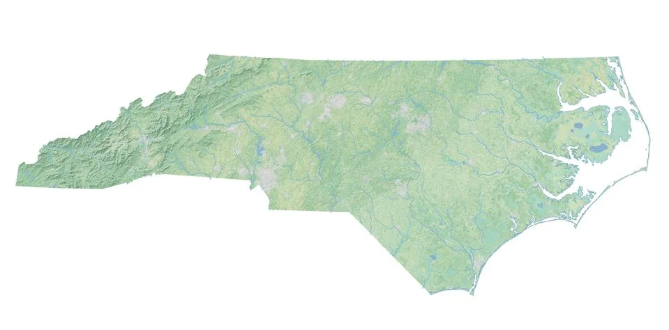 High resolution topographic map of North Carolina Stock Illustration