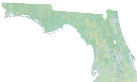 High resolution topographic map of northern Florida Stock Illustration