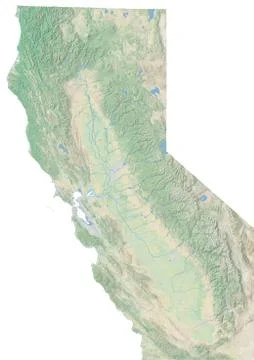 High resolution topographic map of northern California Stock Illustration
