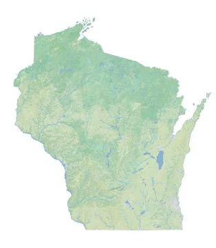High resolution topographic map of Wisconsin Stock Illustration