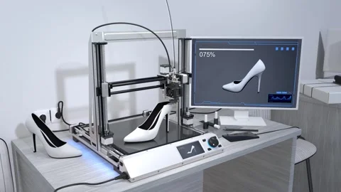 A high-resolution video showcasing the 3D printing process of shoes Stock Footage 285230145