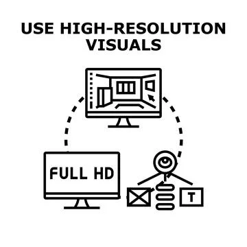 High resolution visuals concept creating quality content Stock Illustration