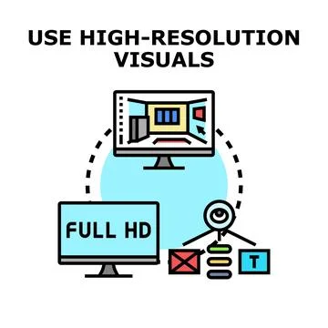 High resolution visuals concept creating quality content Stock Illustration