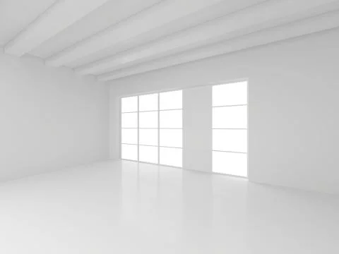 High resolution white room with window. 3d rendering Illustrazione stock