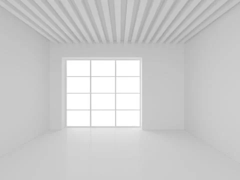 High resolution white room with window. 3d rendering Illustrazione stock