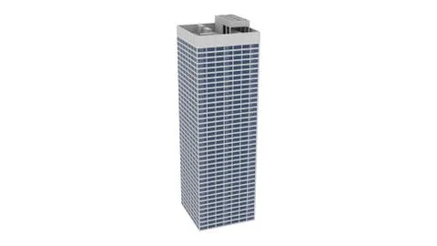 High-rise Building 3D Rendering over White Background Stock-Illustration