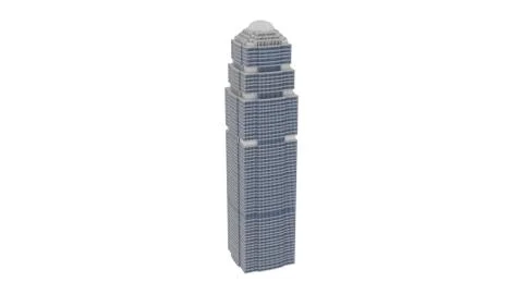 High-rise Building 3D Rendering over White Background Stock-Illustration