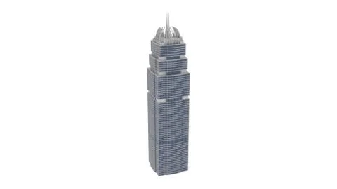 High-rise Building 3D Rendering over White Background Stock Illustration