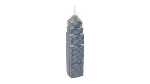 High-rise Building 3D Rendering over White Background Stock Illustration