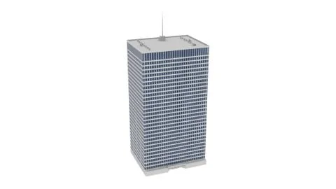 High-rise Building 3D Rendering over White Background Stock Illustration