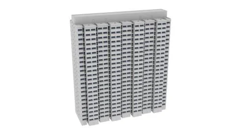 High-rise Building 3D Rendering over White Background Stock Illustration