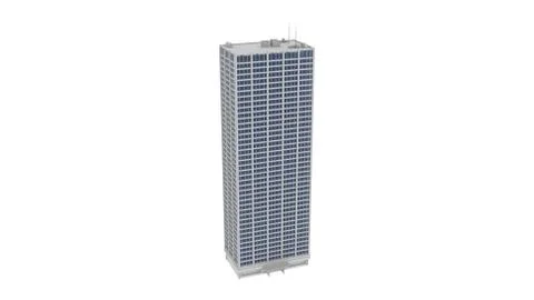 High-rise Building 3D Rendering over White Background Stock Illustration