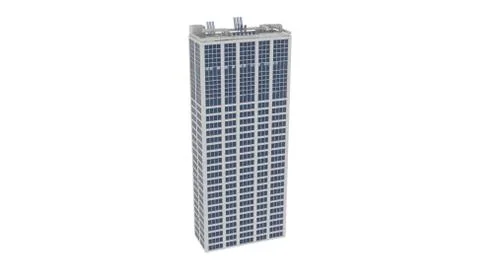 High-rise Building 3D Rendering over White Background Stock Illustration