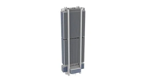 High-rise Building 3D Rendering over White Background Stock-Illustration