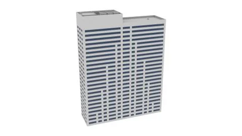 High-rise Building 3D Rendering over White Background Stock Illustration