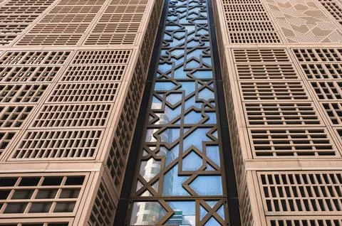 High rise Building facade pattern. Contemporary glass building facades with r 库存照片