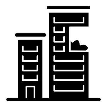 High-rise building solid icon. Modern skyscraper vector illustration isolated on Ilustración de archivo