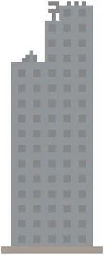 High rise building, tower for computer pixel game. City downtown landscape with Ilustración de archivo