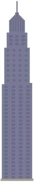 High rise building, tower for computer pixel game. City downtown landscape with Ilustración de archivo