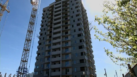 High-rise building under construction Stock Footage 112948665