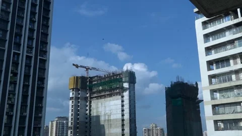 High Rise Building Under Construction with Crane in Urban Area Stock-Footage 333446120
