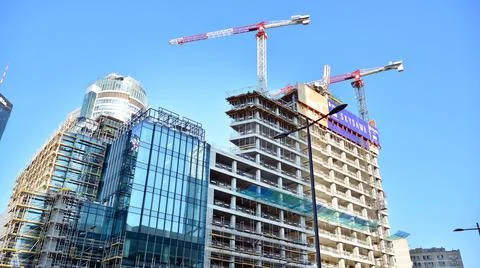 High-rise building under construction. Stock Photos