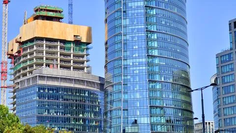 High-rise building under construction. Modern office building. Stock Photos