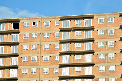 High-rise building under construction. Modern office building. Stock Photos