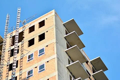 High-rise building under construction. Modern office building. Stock Photos