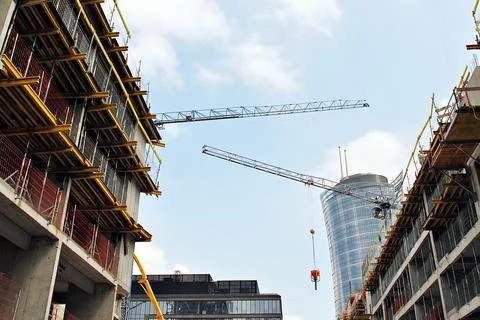 High-rise building under construction. Modern office building. Stock Photos