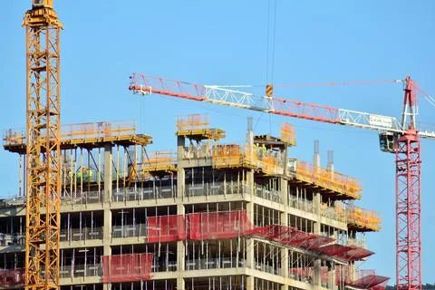 High-rise building under construction. Modern office building. Stock Photos