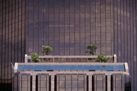 High-rise building with window boxes Stock Photos