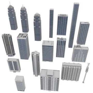 High-rise Buildings 3D Rendering Stock Illustration