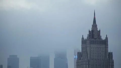 High-rise buildings in the clouds Stock Footage 52980891
