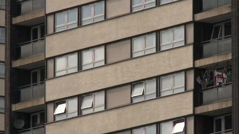 High Rise Flats Windows Stock Footage 86564859